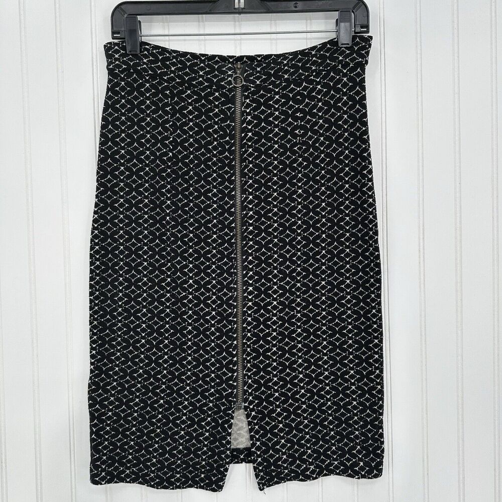Pencil Skirt Anthropologie Maeve Womens Small Black Slit Tencel Diamond Academia - Picture 3 of 10